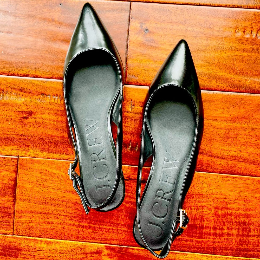 J.Crew Women’s Robin Buckle Kitten Heels in Black Leather Size 9.5